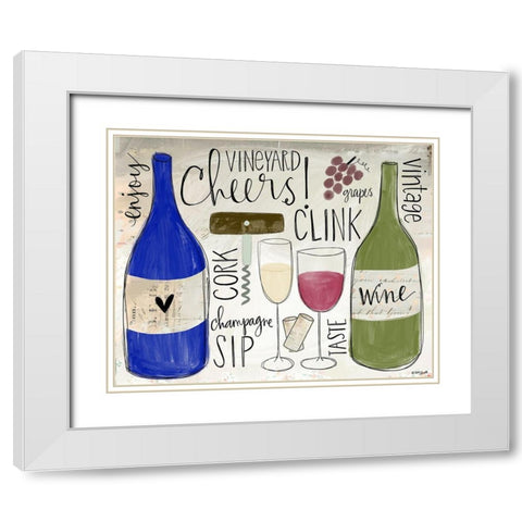 Wine Words White Modern Wood Framed Art Print with Double Matting by Doucette, Katie