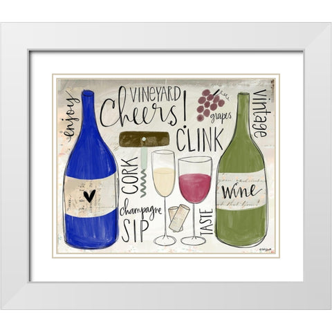 Wine Words White Modern Wood Framed Art Print with Double Matting by Doucette, Katie