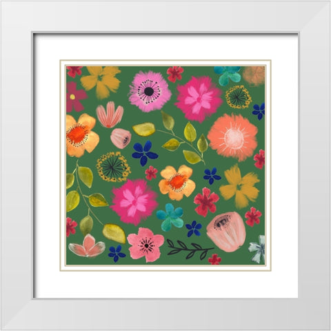 Green Floral White Modern Wood Framed Art Print with Double Matting by Doucette, Katie