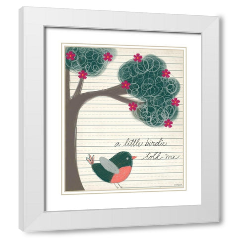 Little Birdie White Modern Wood Framed Art Print with Double Matting by Doucette, Katie
