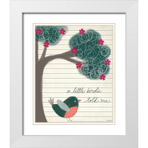 Little Birdie White Modern Wood Framed Art Print with Double Matting by Doucette, Katie
