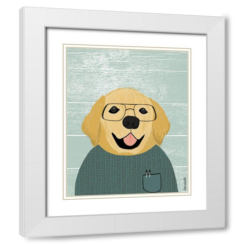 Retriever White Modern Wood Framed Art Print with Double Matting by Doucette, Katie