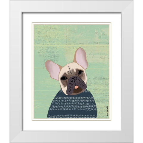 French Bulldog White Modern Wood Framed Art Print with Double Matting by Doucette, Katie