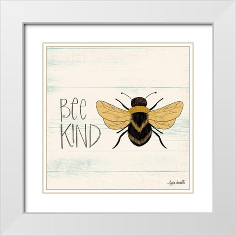 Bee Kind White Modern Wood Framed Art Print with Double Matting by Doucette, Katie