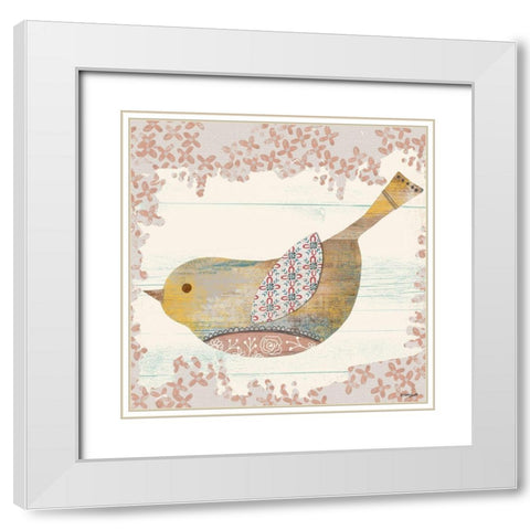 Wooden Bird White Modern Wood Framed Art Print with Double Matting by Doucette, Katie