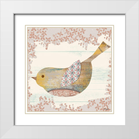 Wooden Bird White Modern Wood Framed Art Print with Double Matting by Doucette, Katie