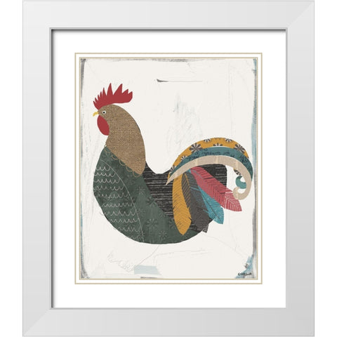 Rooster White Modern Wood Framed Art Print with Double Matting by Doucette, Katie