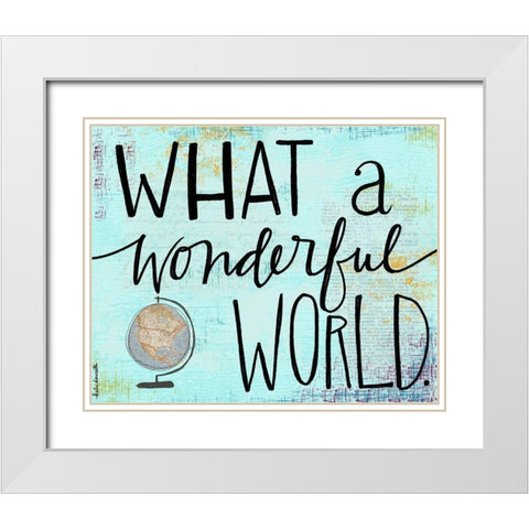 What a Wonderful World White Modern Wood Framed Art Print with Double Matting by Doucette, Katie