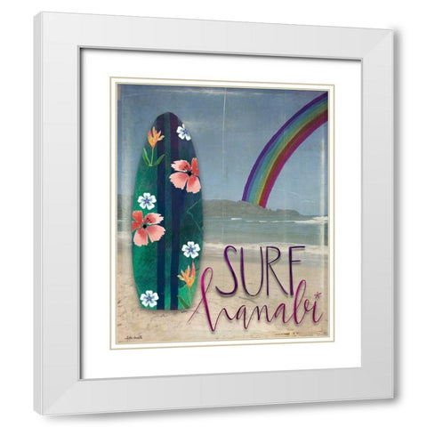 Surf Hanalei White Modern Wood Framed Art Print with Double Matting by Doucette, Katie