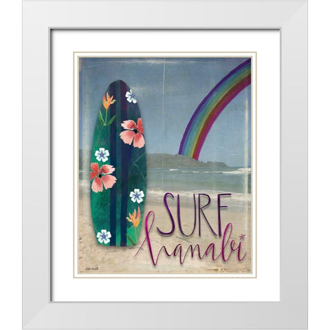 Surf Hanalei White Modern Wood Framed Art Print with Double Matting by Doucette, Katie
