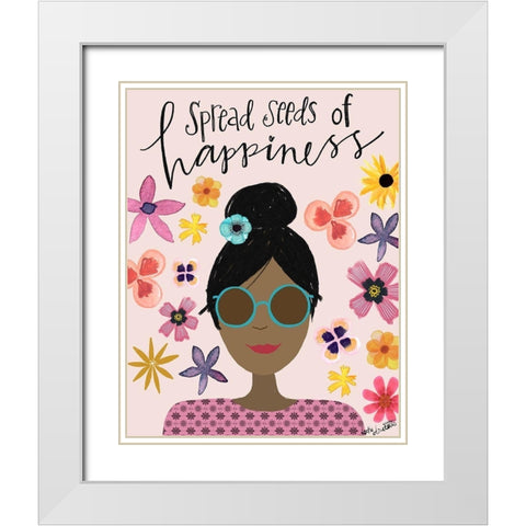 Spread Seeds of Happiness White Modern Wood Framed Art Print with Double Matting by Doucette, Katie