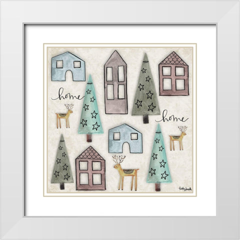Holiday Houses White Modern Wood Framed Art Print with Double Matting by Doucette, Katie