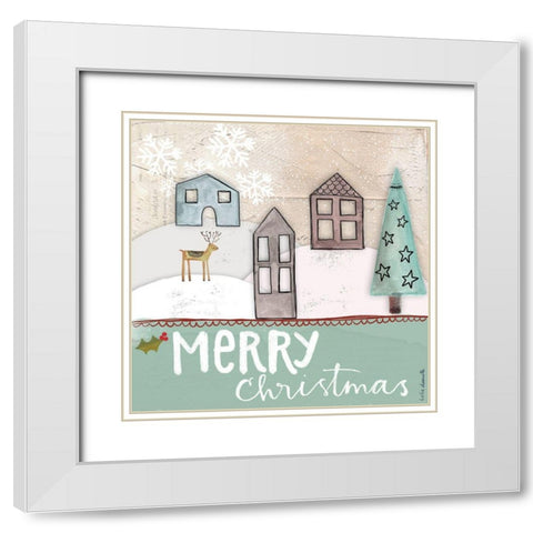 Merry Christmas White Modern Wood Framed Art Print with Double Matting by Doucette, Katie