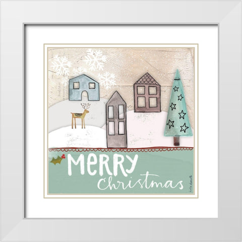 Merry Christmas White Modern Wood Framed Art Print with Double Matting by Doucette, Katie