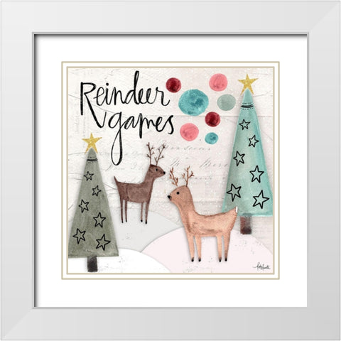 Reindeer Games White Modern Wood Framed Art Print with Double Matting by Doucette, Katie