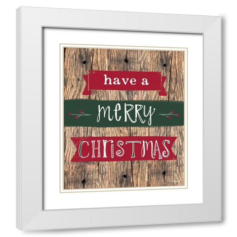 Merry Christmas White Modern Wood Framed Art Print with Double Matting by Doucette, Katie