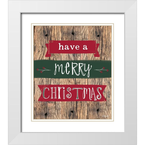 Merry Christmas White Modern Wood Framed Art Print with Double Matting by Doucette, Katie