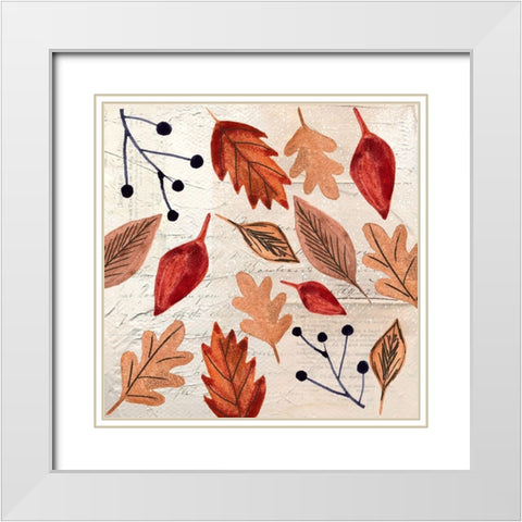 Leaves White Modern Wood Framed Art Print with Double Matting by Doucette, Katie