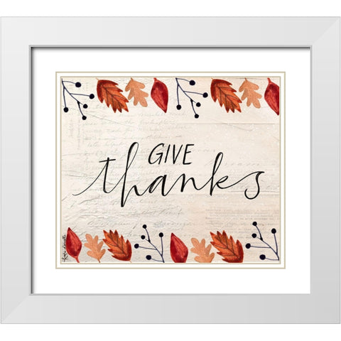 Give Thanks White Modern Wood Framed Art Print with Double Matting by Doucette, Katie