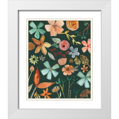 Rich Autumn Floral Pattern White Modern Wood Framed Art Print with Double Matting by Doucette, Katie
