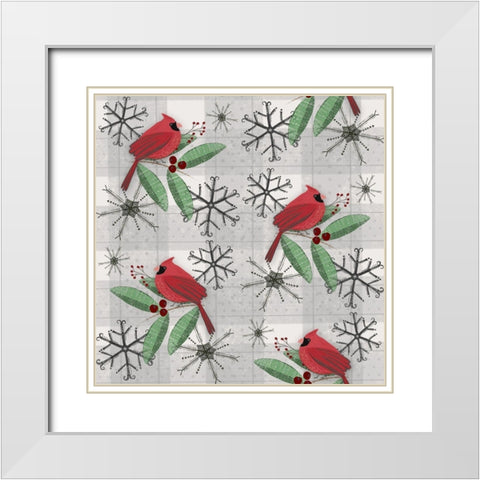 Cardinal Pattern White Modern Wood Framed Art Print with Double Matting by Doucette, Katie
