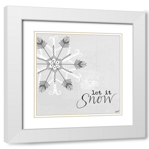 Let it Snow White Modern Wood Framed Art Print with Double Matting by Doucette, Katie