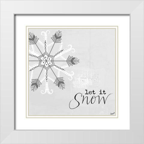 Let it Snow White Modern Wood Framed Art Print with Double Matting by Doucette, Katie
