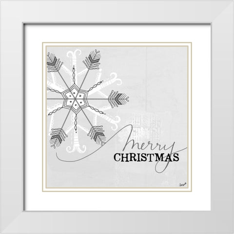 Merry Christmas White Modern Wood Framed Art Print with Double Matting by Doucette, Katie