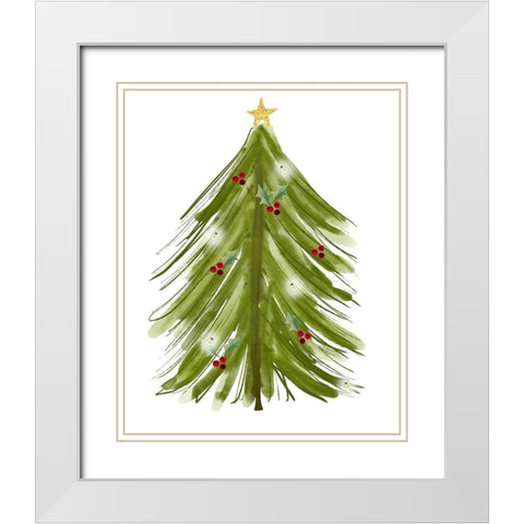 Christmas Tree Pattern White Modern Wood Framed Art Print with Double Matting by Doucette, Katie