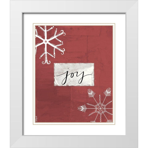 Joy to the World Wreath White Modern Wood Framed Art Print with Double Matting by Doucette, Katie