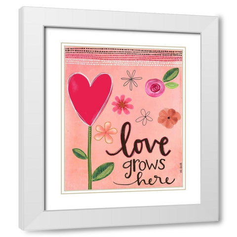 Love Grows Here White Modern Wood Framed Art Print with Double Matting by Doucette, Katie