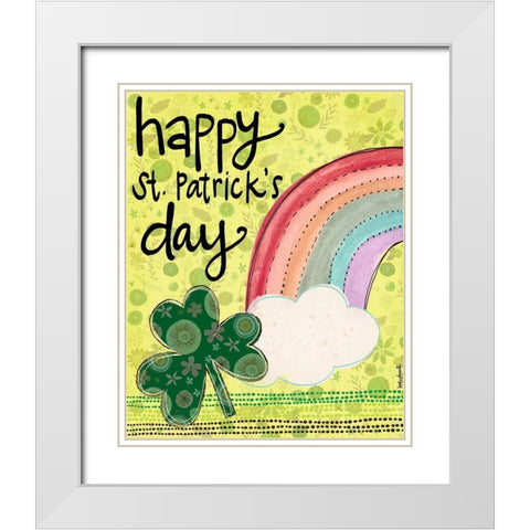 Happy St. Patricks Day White Modern Wood Framed Art Print with Double Matting by Doucette, Katie