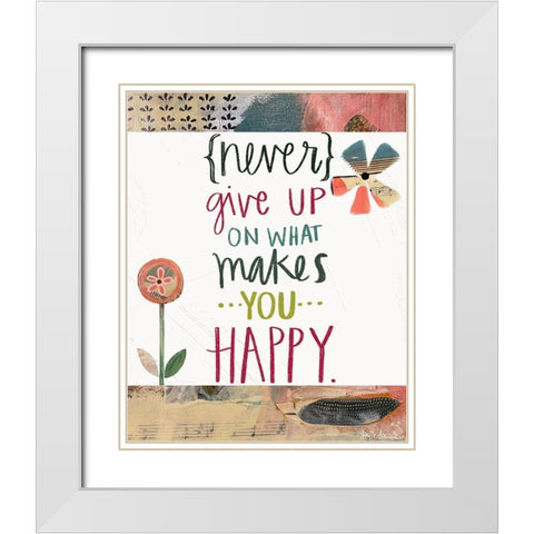 Never Give Up White Modern Wood Framed Art Print with Double Matting by Doucette, Katie