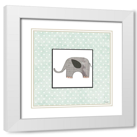 Little Elephant White Modern Wood Framed Art Print with Double Matting by Doucette, Katie