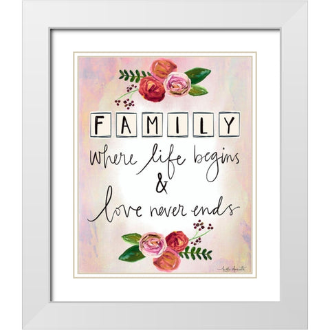 Love Never Ends White Modern Wood Framed Art Print with Double Matting by Doucette, Katie