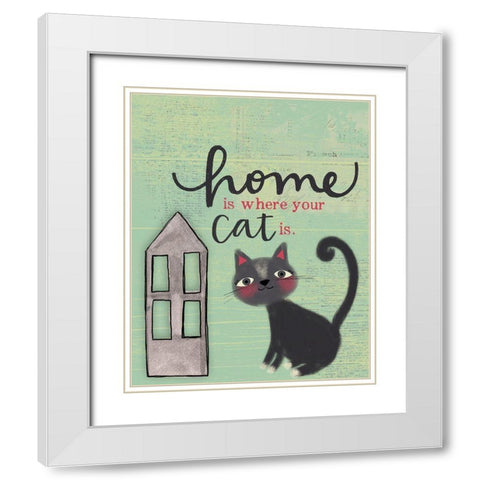 Home Cat White Modern Wood Framed Art Print with Double Matting by Doucette, Katie