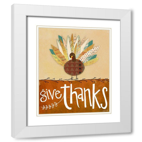 Give Thanks White Modern Wood Framed Art Print with Double Matting by Doucette, Katie