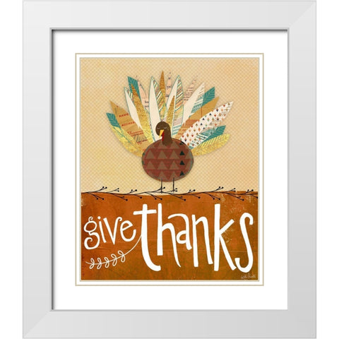 Give Thanks White Modern Wood Framed Art Print with Double Matting by Doucette, Katie
