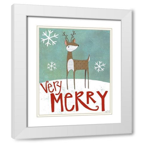 Very Merry White Modern Wood Framed Art Print with Double Matting by Doucette, Katie