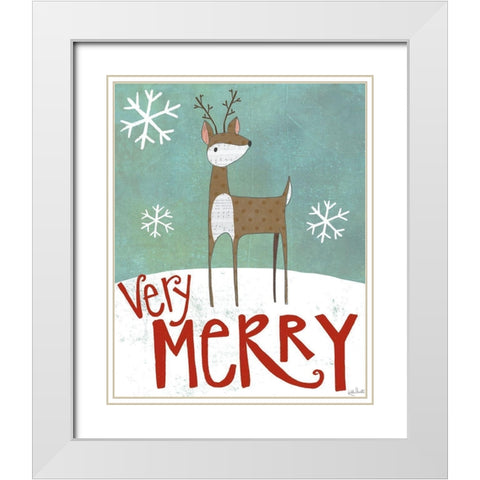 Very Merry White Modern Wood Framed Art Print with Double Matting by Doucette, Katie