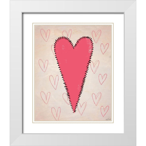 Stitched Heart White Modern Wood Framed Art Print with Double Matting by Doucette, Katie