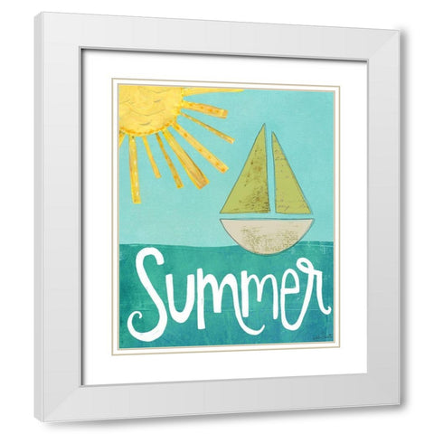 Summer Boat White Modern Wood Framed Art Print with Double Matting by Doucette, Katie