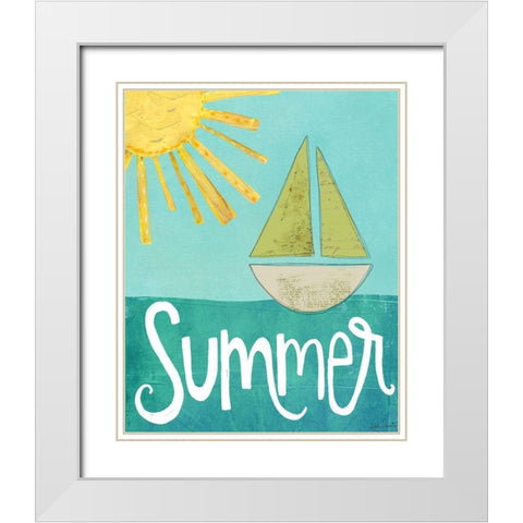 Summer Boat White Modern Wood Framed Art Print with Double Matting by Doucette, Katie