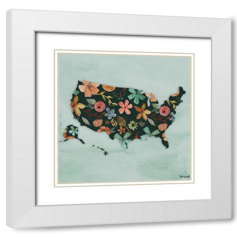 Floral America III White Modern Wood Framed Art Print with Double Matting by Doucette, Katie