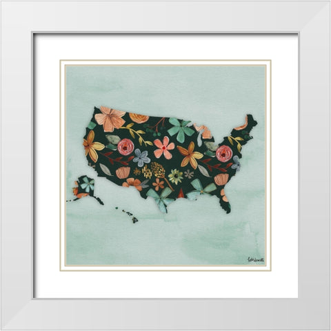 Floral America III White Modern Wood Framed Art Print with Double Matting by Doucette, Katie