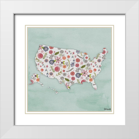 America Floral White Modern Wood Framed Art Print with Double Matting by Doucette, Katie