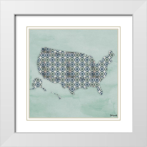 America Quilt Pattern White Modern Wood Framed Art Print with Double Matting by Doucette, Katie