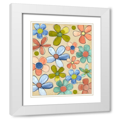 Flower Power White Modern Wood Framed Art Print with Double Matting by Doucette, Katie