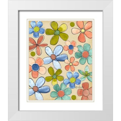 Flower Power White Modern Wood Framed Art Print with Double Matting by Doucette, Katie