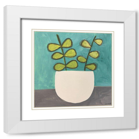 Potted Plant White Modern Wood Framed Art Print with Double Matting by Doucette, Katie